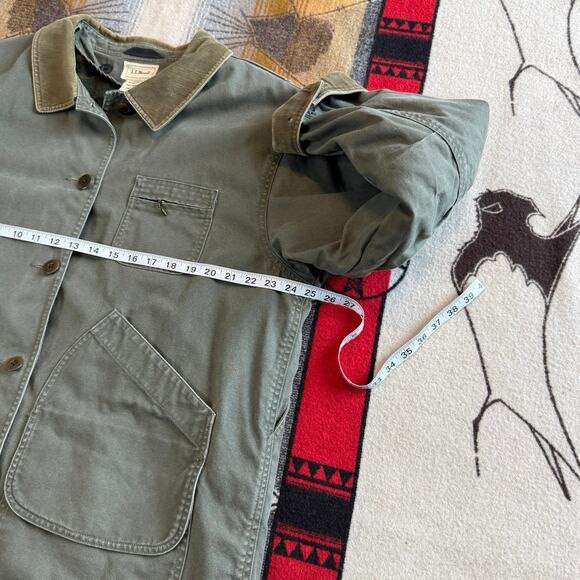 LL Bean Field Coat Womens Size XL Chore Barn Removable Wool Liner Green - Picture 10 of 12